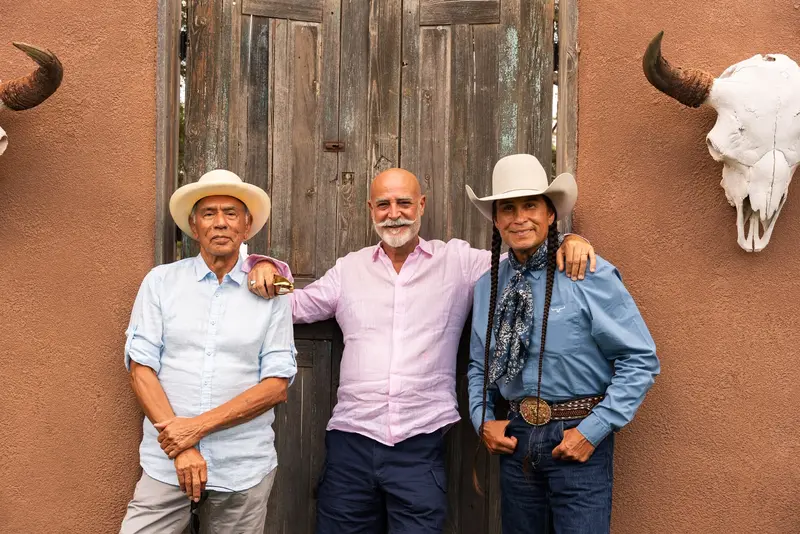 Three hats, three stories, one frame.